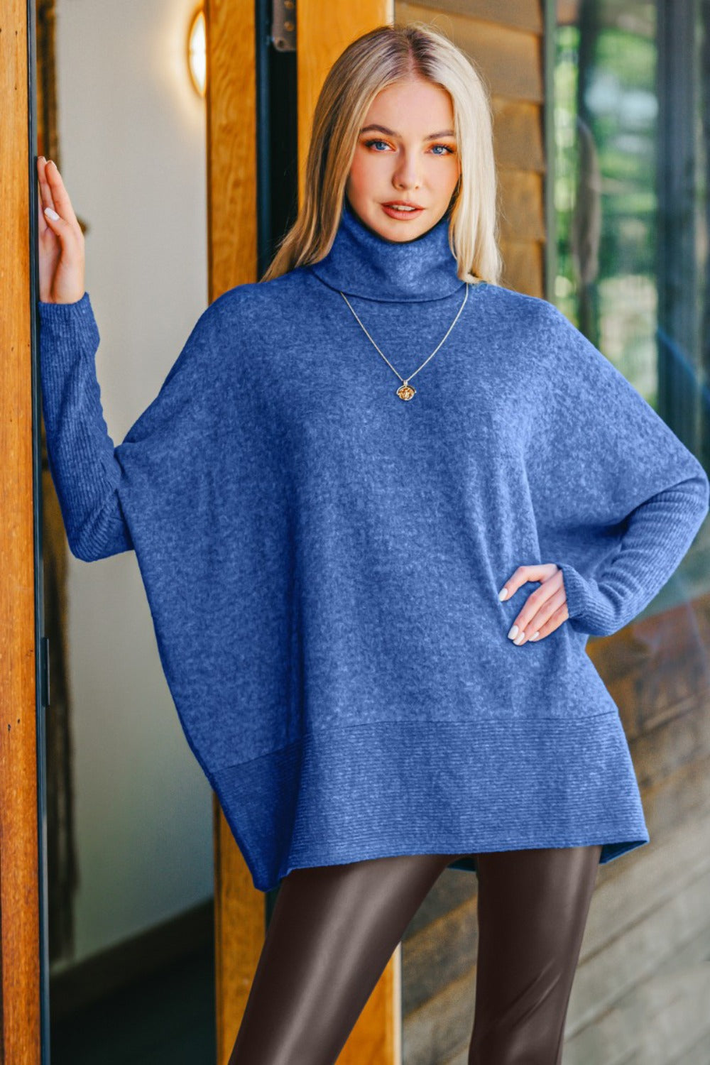 Zenana Full Size Brushed Melange Hacci Turtleneck Sweater Tops/Jackets/Sweaters Clothing Tops Ship from USA TikTok Trendsi USPS Walmart Zenana Trendsi https://www.cyberehub.com