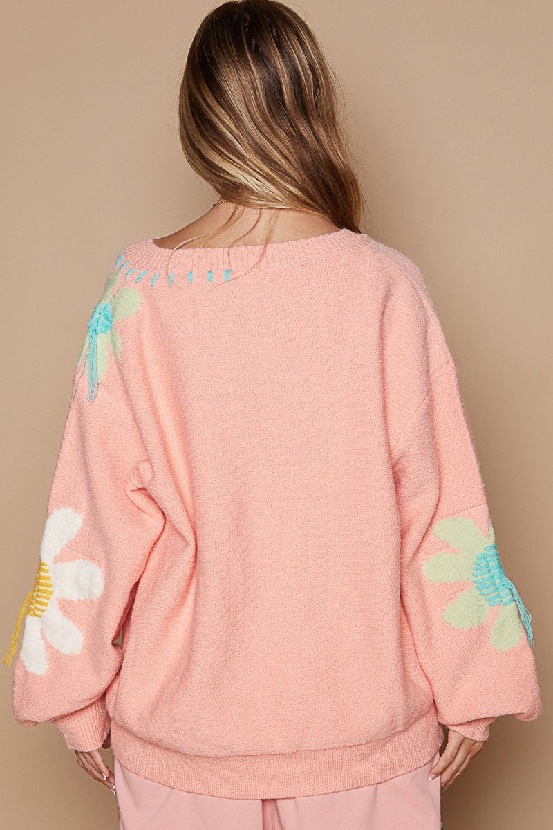 POL V-Neck Long Sleeve Flower Fringe Sweater Tops/Jackets/Sweaters Clothing Tops POL Ship from USA TikTok Trendsi USPS Walmart Trendsi https://www.cyberehub.com