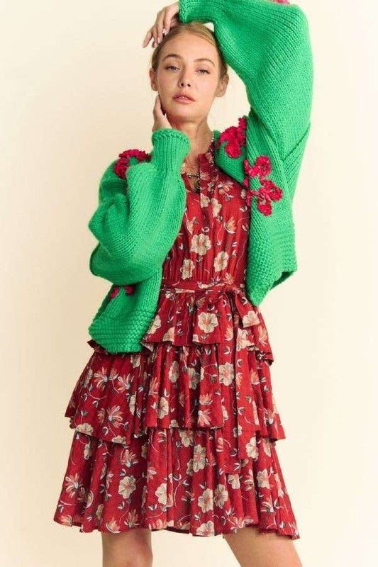 Davi & Dani Floral Applique Open Front Drop Shoulder Cardigan Tops/Jackets/Sweaters Clothing Tops Davi & Dani Ship from USA TikTok Trendsi USPS Walmart Trendsi https://www.cyberehub.com