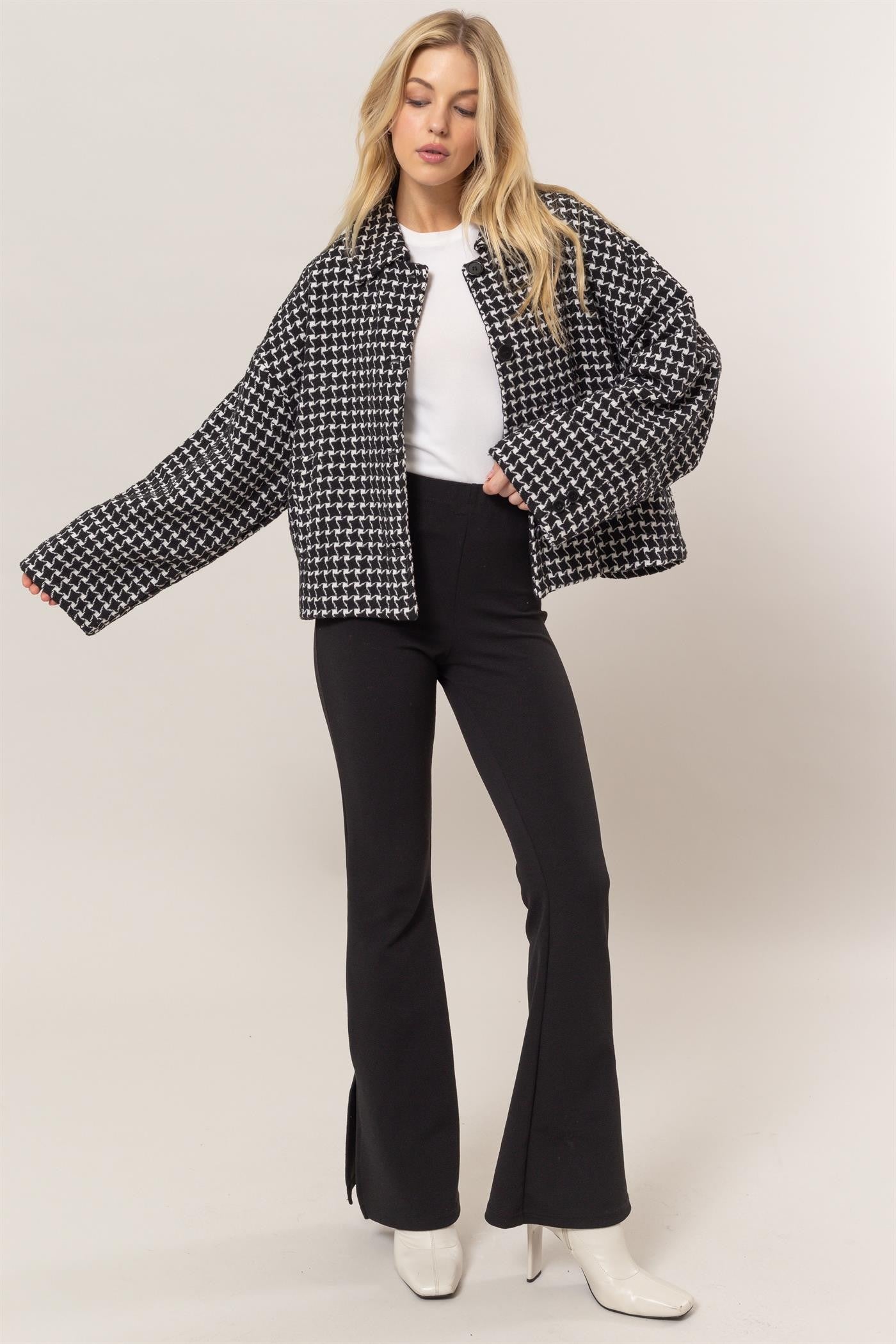 HYFVE Tweed Plaid Button Up Collared Neck Jacket Tops/Jackets/Sweaters Clothing Tops HYFVE Ship from USA TikTok Trendsi USPS Walmart Trendsi https://www.cyberehub.com