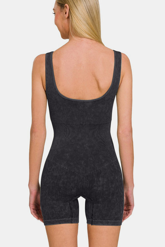 Zenana Washed Ribbed Romper with Pad Tops/Jackets/Sweaters Clothing Tops Ship from USA TikTok Trendsi USPS Walmart Zenana Trendsi https://www.cyberehub.com