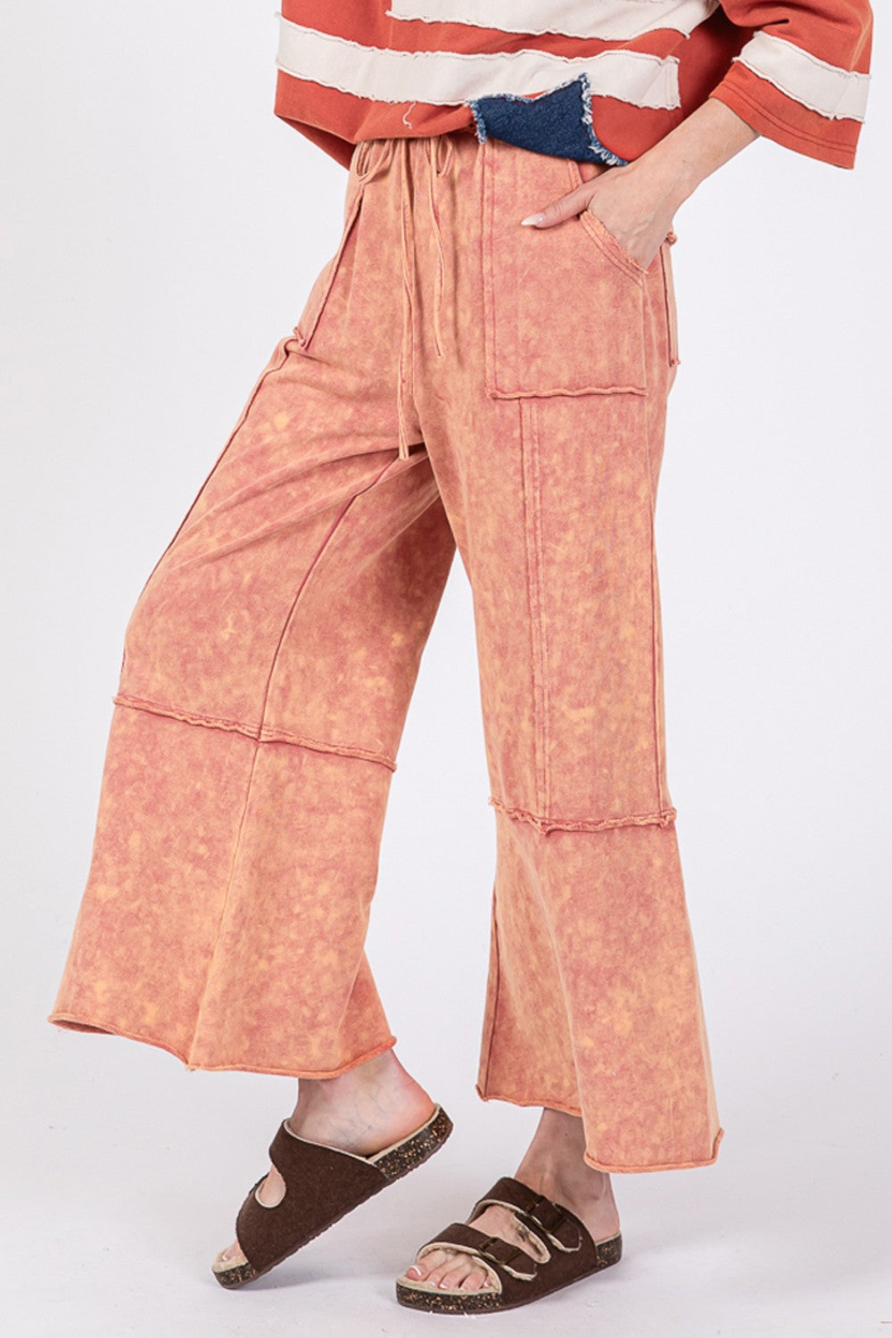 SAGE + FIG Mineral Washed Terry Wide Leg Pants Bottoms Bottoms Clothing Pants SAGE+FIG Ship from USA Women Trendsi https://www.cyberehub.com