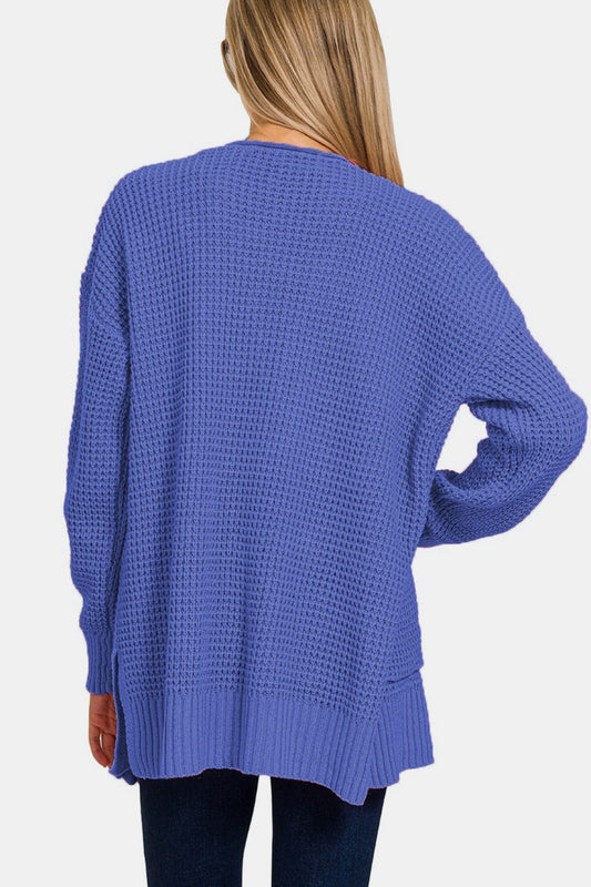 Zenana Waffle Open Front Sweater Cardigan Shirt Apparel Clothing Tops Ship from USA Shirts USA Women Zenana Trendsi https://www.cyberehub.com