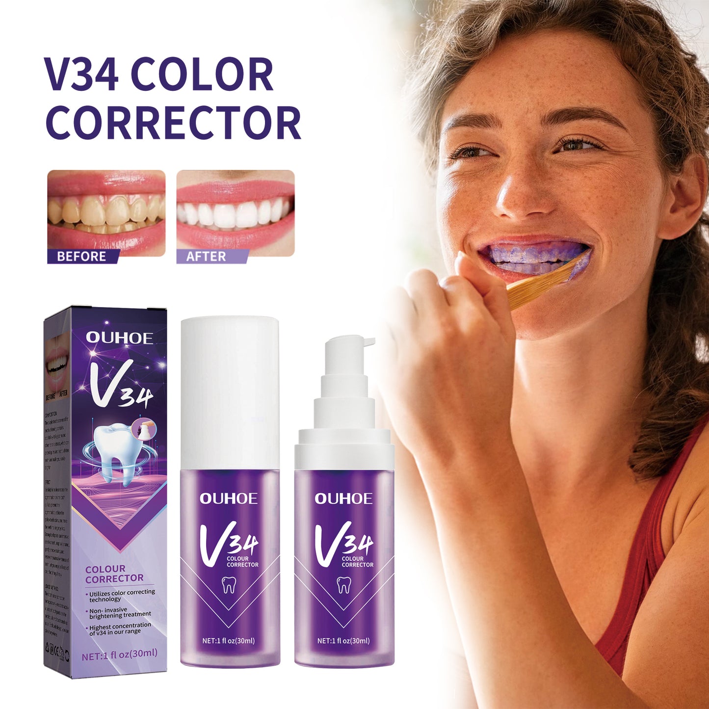 V34 Purple Whitening Toothpaste, Removal Teeth Tartar Oral Cleaning Repair Teeth Whitening Toothpaste Health Eprolo https://www.cyberehub.com