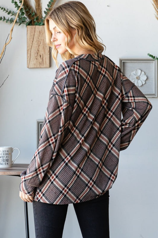 Heimish Plaid Exposed Seam V-Neck T-Shirt Tops/Jackets/Sweaters Clothing Tops Heimish Ship from USA TikTok Trendsi USPS Walmart Trendsi https://www.cyberehub.com