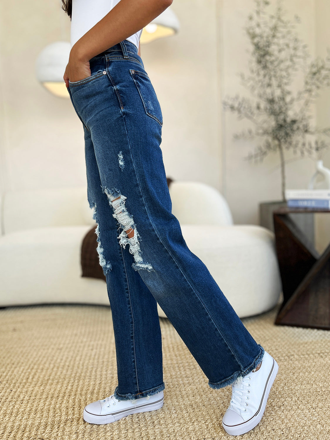 Judy Blue Full Size Mid Rise Distressed Raw Hem Jeans Bottoms Bottoms Clothing Judy Blue Ship from USA Women Trendsi https://www.cyberehub.com