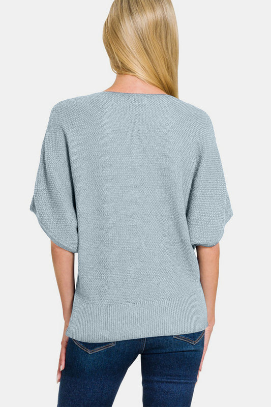 Zenana V-Neck Short Sleeve Dolman Sweater Shirt Apparel Clothing Tops Ship from USA Shirts USA Women Zenana Trendsi https://www.cyberehub.com