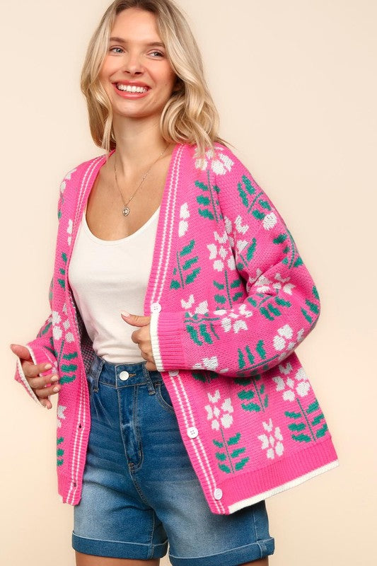Haptics Full Size Floral Jacquard V-Neck Button Up Cardigan Apparel Apparel Haptics Ship from USA TikTok Trendsi Trendsi https://www.cyberehub.com