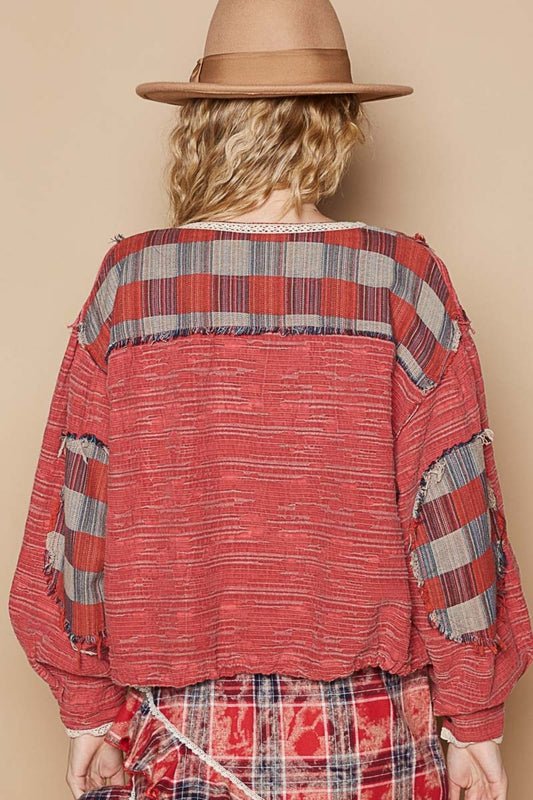POL Round Neck Long Sleeve Plaid Shirt Tops/Jackets/Sweaters Clothing Tops POL Ship from USA TikTok Trendsi USPS Walmart Trendsi https://www.cyberehub.com
