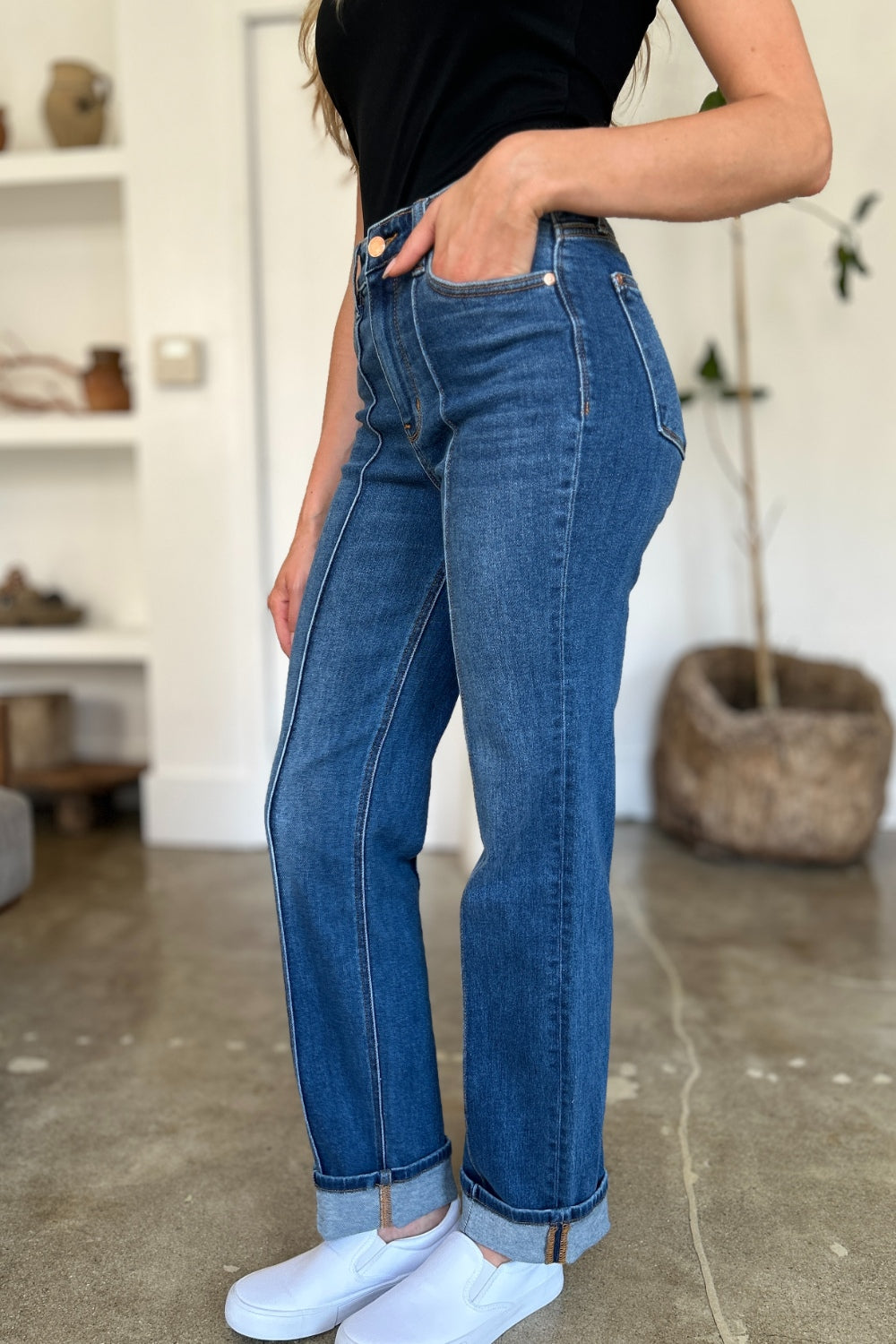 Judy Blue Full Size High Waist Front Seam Detail Straight Jeans Bottoms Bottoms Clothing Judy Blue Ship from USA Women Trendsi https://www.cyberehub.com