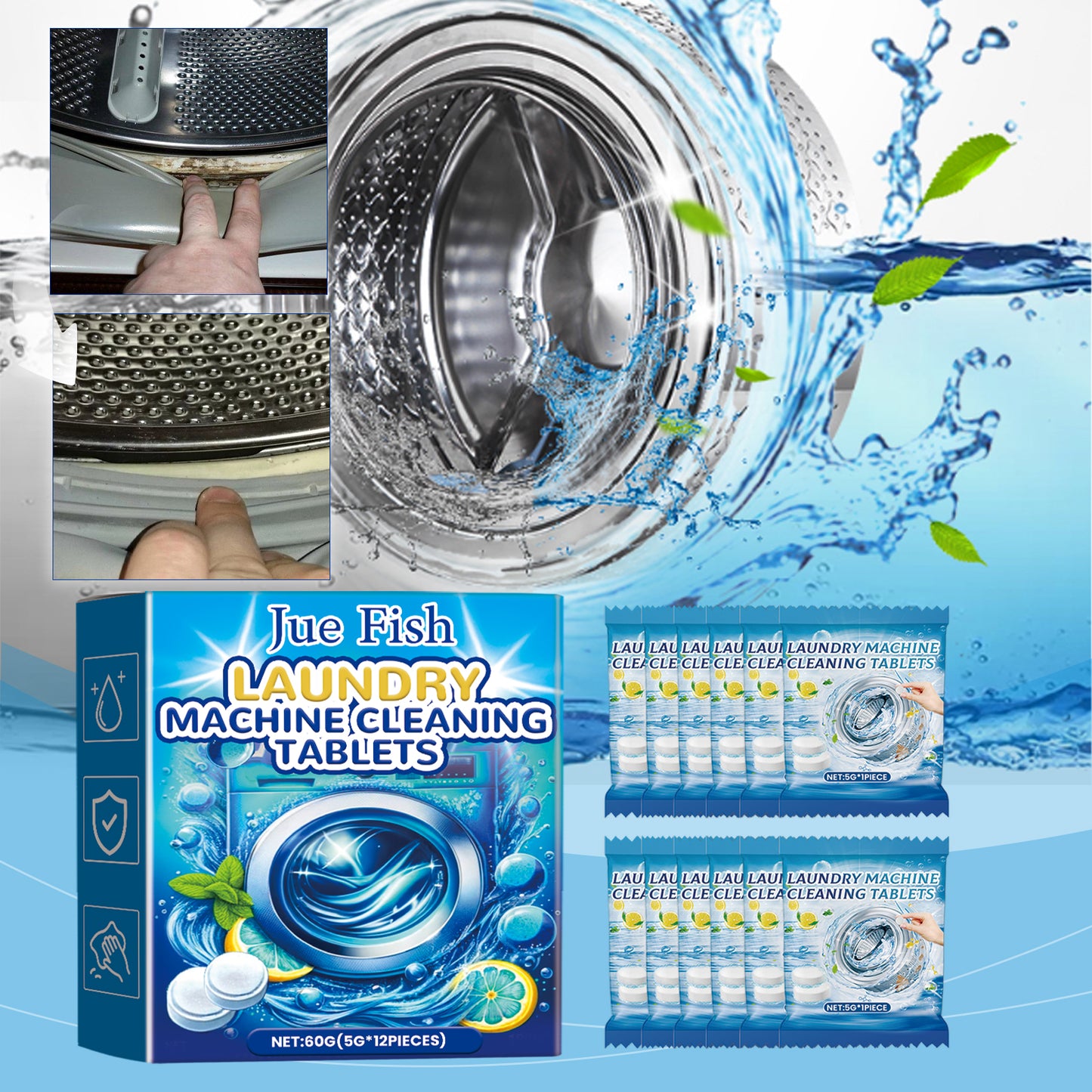 Jue-Fish washing machine cleaning effervescent tablets, washing machine slot stains cleaning dirt cleaning odor effervescent tablets Home Eprolo https://www.cyberehub.com