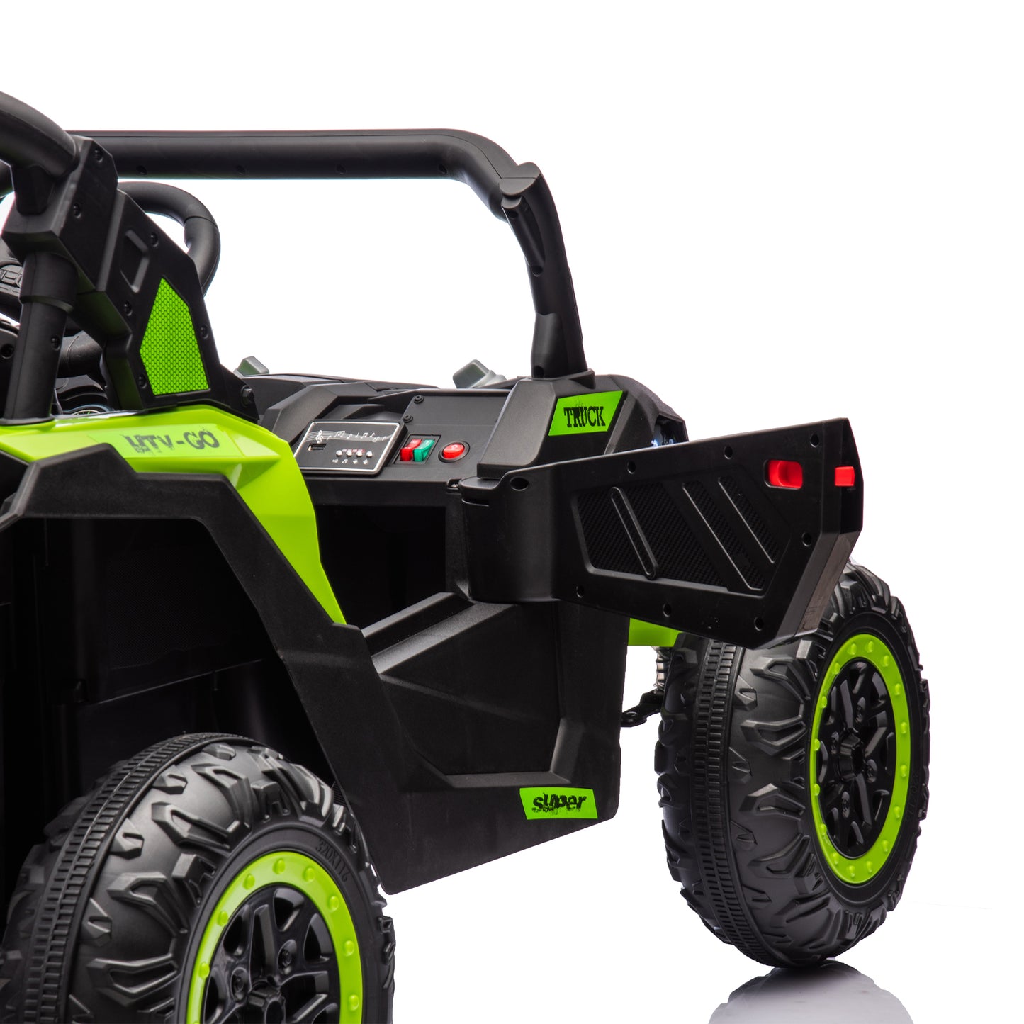 24V Two-Seater Kids Ride On UTV W/Parents Remote Control,Four-Wheel Suspension,Slow Start,Large wheel design,Anti-collision bar,Storage space,Music,USB,Bluetooth,Volume control,LED lights for Kids 3+. Giga Kids Toys Giga https://www.cyberehub.com