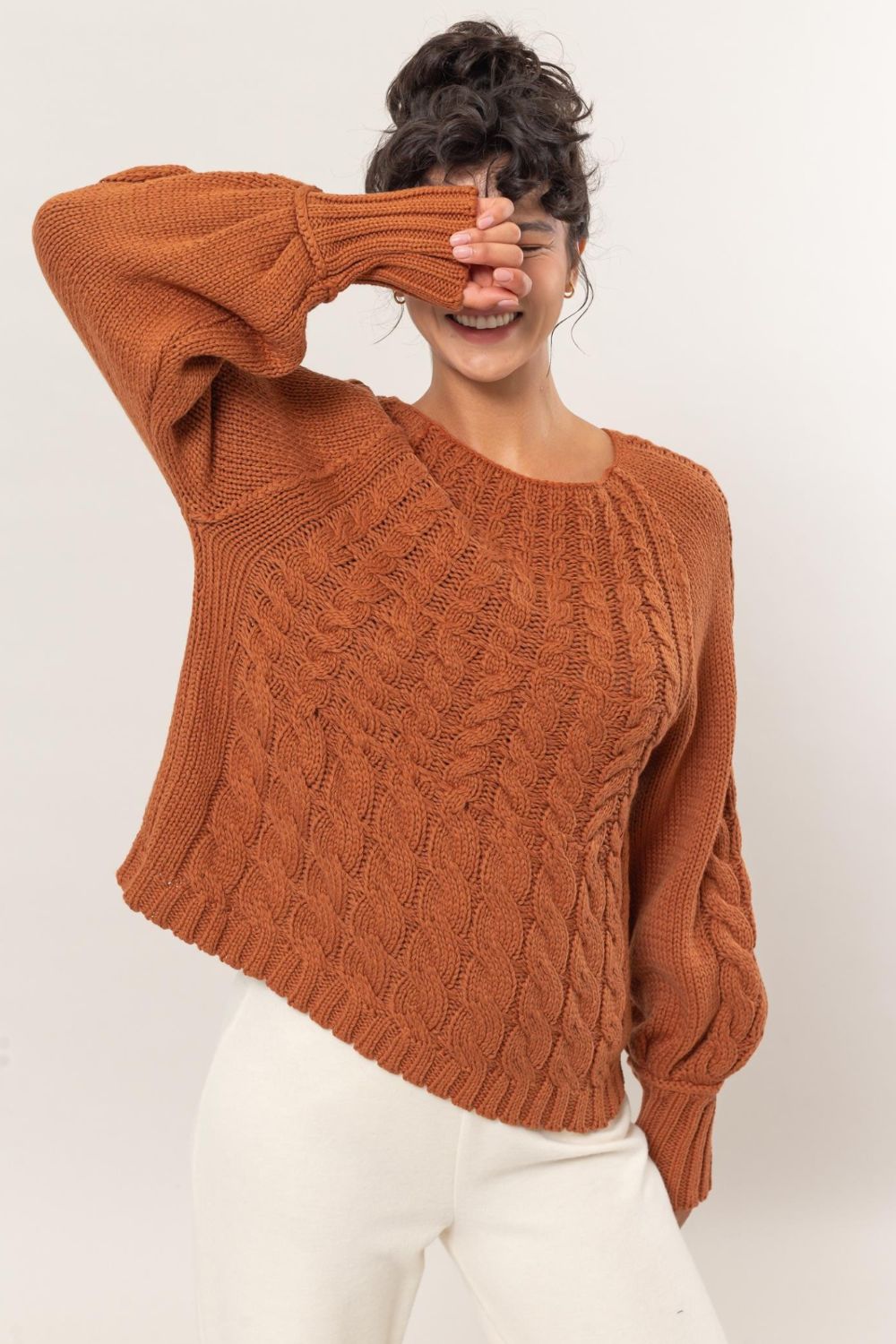 HYFVE Cable-Knit Round Neck Raglan Sleeve Sweater Tops/Jackets/Sweaters Clothing Tops HYFVE Ship from USA TikTok Trendsi USPS Walmart Trendsi https://www.cyberehub.com