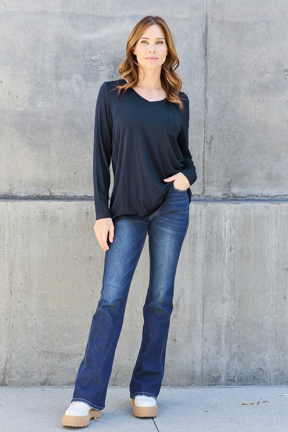 Basic Bae Full Size V-Neck Long Sleeve Top Apparel/Tops Basic Bae Ship from USA TikTok Tops Trendsi USPS Walmart Walmart Apparel Trendsi https://www.cyberehub.com