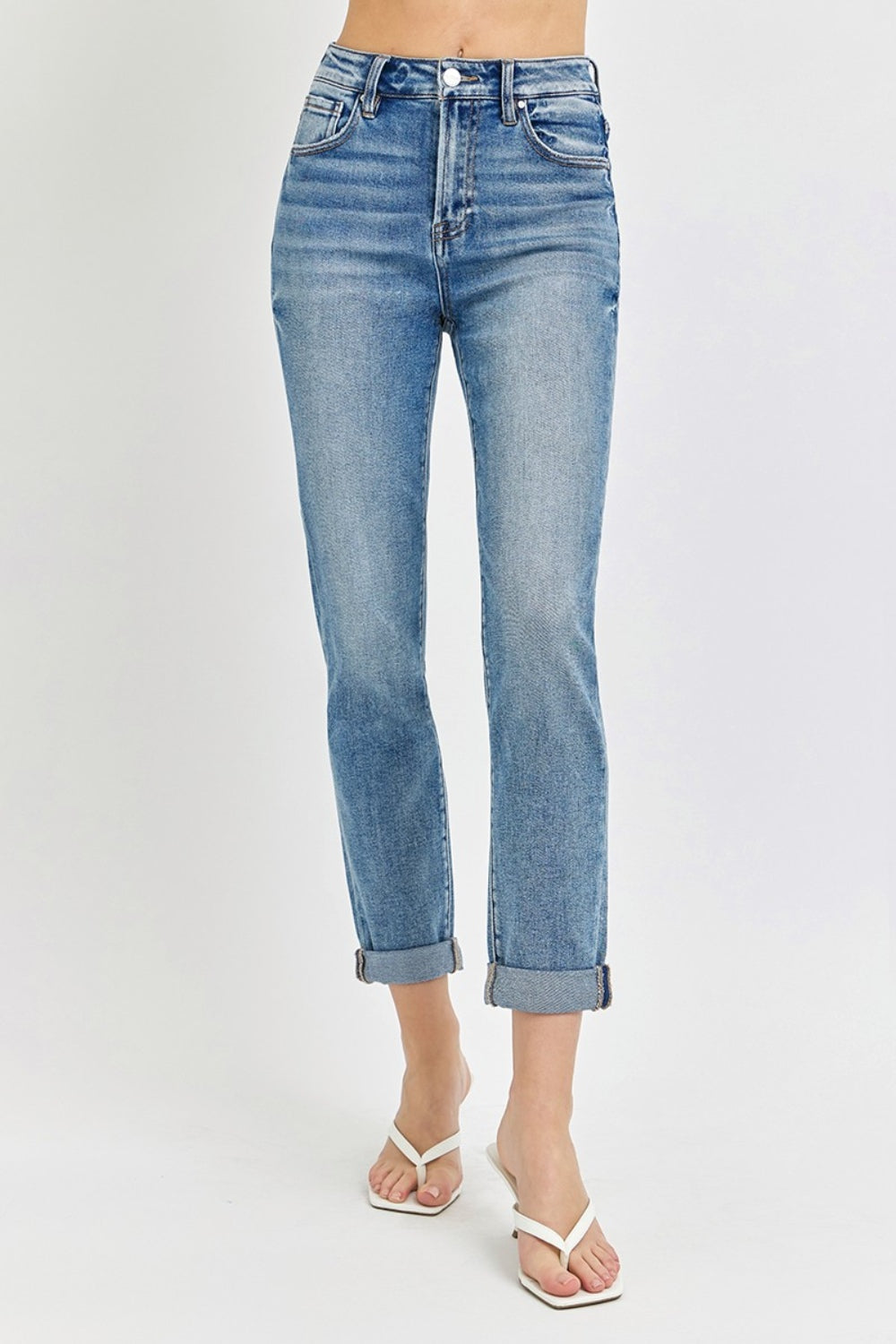 Risen Full Size High Rise Cropped Roll Up Jeans Bottoms Bottoms Clothing Pants RISEN Ship from USA Women Trendsi https://www.cyberehub.com