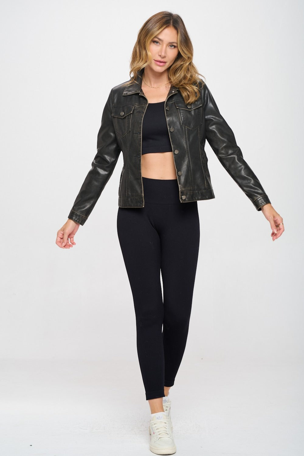 Coalition LA Button Down Cargo Vegan Leather Shacket Shirt Apparel Clothing Tops Coalition LA Ship from USA Shirts USA Women Trendsi https://www.cyberehub.com