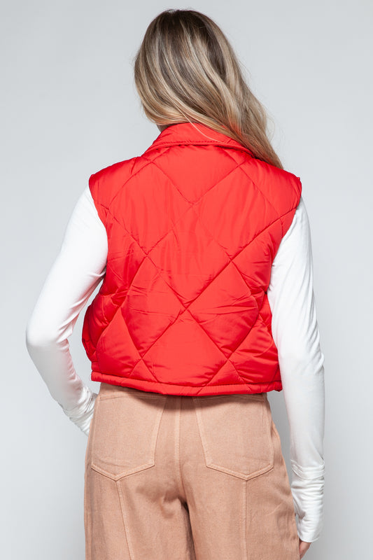 Snobbish Snap Down Quilted Crop Vest Shirt Apparel Clothing Tops Ship from USA Shirts Snobbish USA Women Trendsi https://www.cyberehub.com