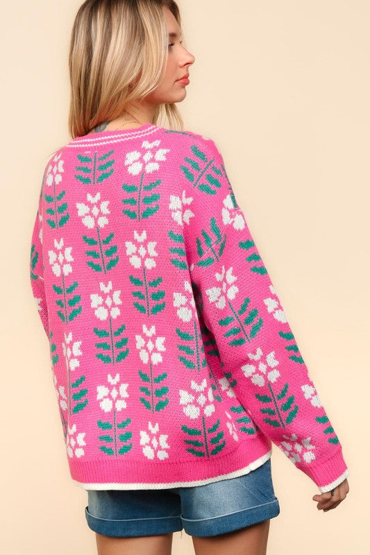 Haptics Full Size Floral Jacquard V-Neck Button Up Cardigan Apparel Apparel Haptics Ship from USA TikTok Trendsi Trendsi https://www.cyberehub.com