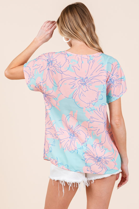 BOMBOM Floral Short Sleeve T-Shirt Apparel/Tops BOMBOM Ship from USA TikTok Tops Trendsi USPS Walmart Walmart Apparel Trendsi https://www.cyberehub.com