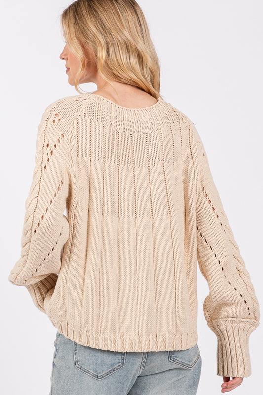 SAGE + FIG Cable-Knit Long Sleeve Sweater Shirt Apparel Clothing Tops SAGE+FIG Ship from USA Shirts USA Women Trendsi https://www.cyberehub.com