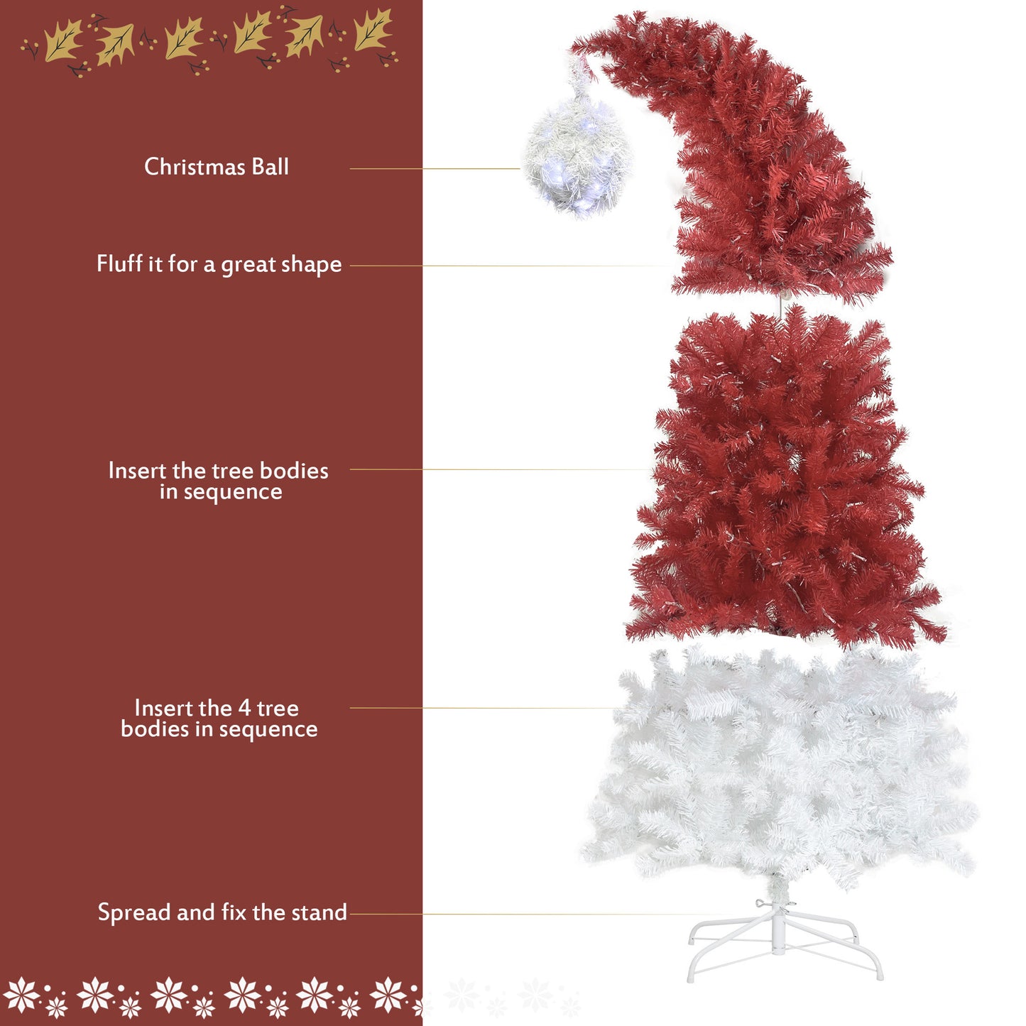 6FT Hinged Fir Artificial Fir Bent Top Christmas Tree, Xmas Tree Bendable Santa Hat Style Christmas Tree Holiday Decoration,1250 Lush Branch Tips, 300 LED Lights X-mas Furniture Giga Giga https://www.cyberehub.com