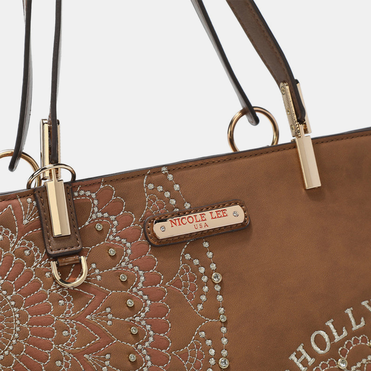 Nicole Lee USA Metallic Stitching Embroidery Inlaid Rhinestone Tote Bag Nicole Lee USA Ship from USA TikTok USA Trendsi https://www.cyberehub.com