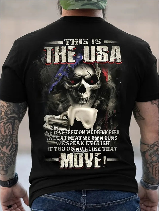 Men's Trendy Casual Crew Neck Graphic T-shirt With Exquisite Novelty Prints, Street Style For Summer Daily Wear Black Apparel/Shirt/Graphic Shirt SNULLO https://www.cyberehub.com