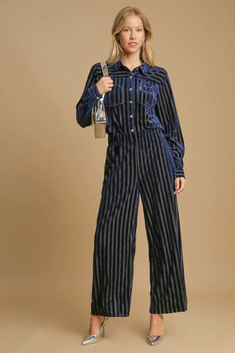 Umgee Full Size Elastic Waist Striped Wide Leg Velvet Pants Apparel Apparel Ship from USA TikTok Trendsi Umgee USA Trendsi https://www.cyberehub.com