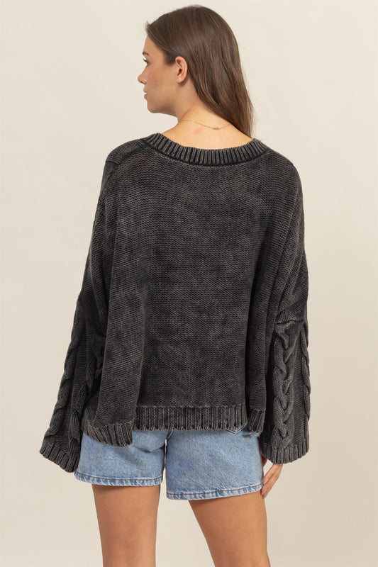 HYFVE Cable Knit V-Neck Dropped Shoulder Oversized Sweater Tops/Jackets/Sweaters Clothing Tops HYFVE Ship from USA TikTok Trendsi USPS Walmart Trendsi https://www.cyberehub.com