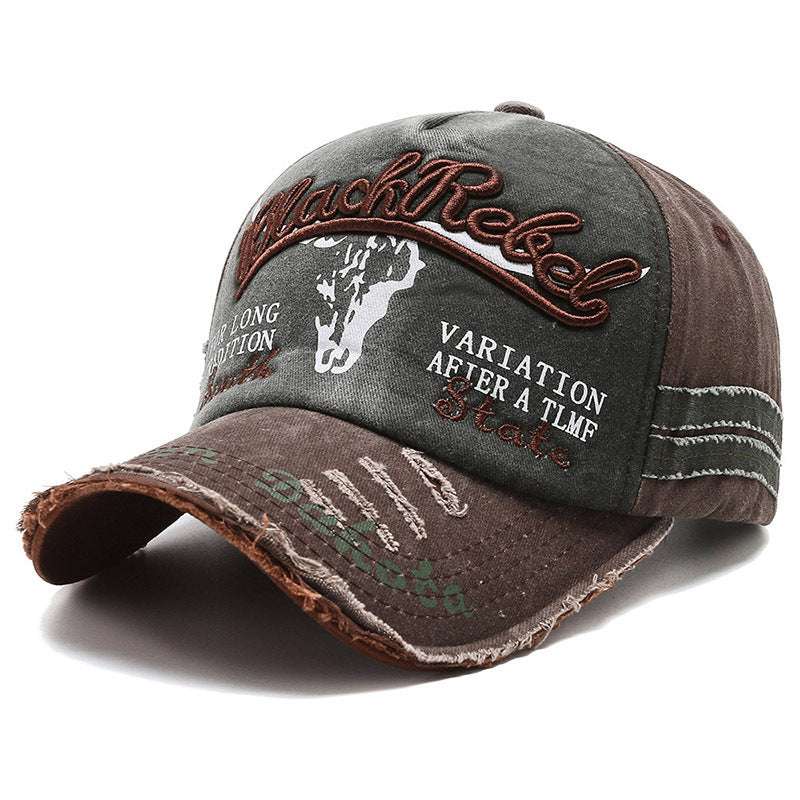 Vintage Embroidered Letter Washed Baseball Cap Army Green With Coffee Brim Adjustable Apparel/Hat CJ Hat Ship From China CJ https://www.cyberehub.com