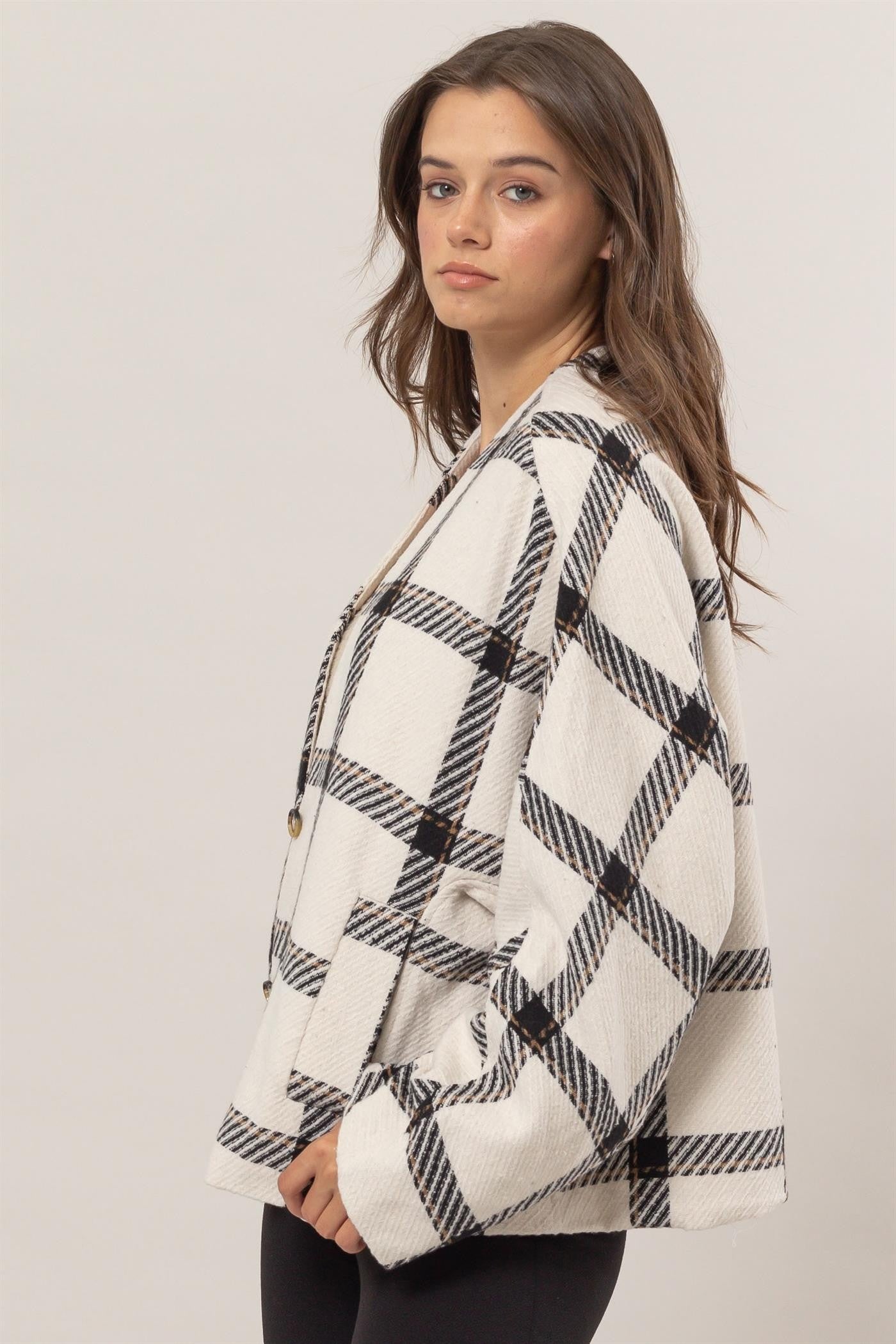 HYFVE Plaid Long Sleeve Jacket with Side Slit Pockets Tops/Jackets/Sweaters Clothing Tops HYFVE Ship from USA TikTok Trendsi USPS Walmart Trendsi https://www.cyberehub.com