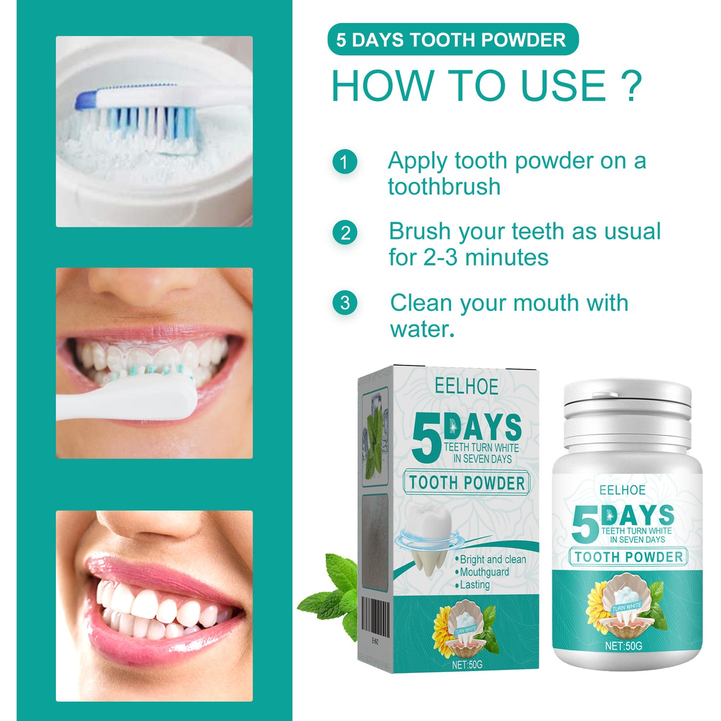 5 Day Whitening Tooth Powder, Clean Teeth Remove Dirt Plaque Fresh Mouth Clean Teeth Powder Health Eprolo https://www.cyberehub.com