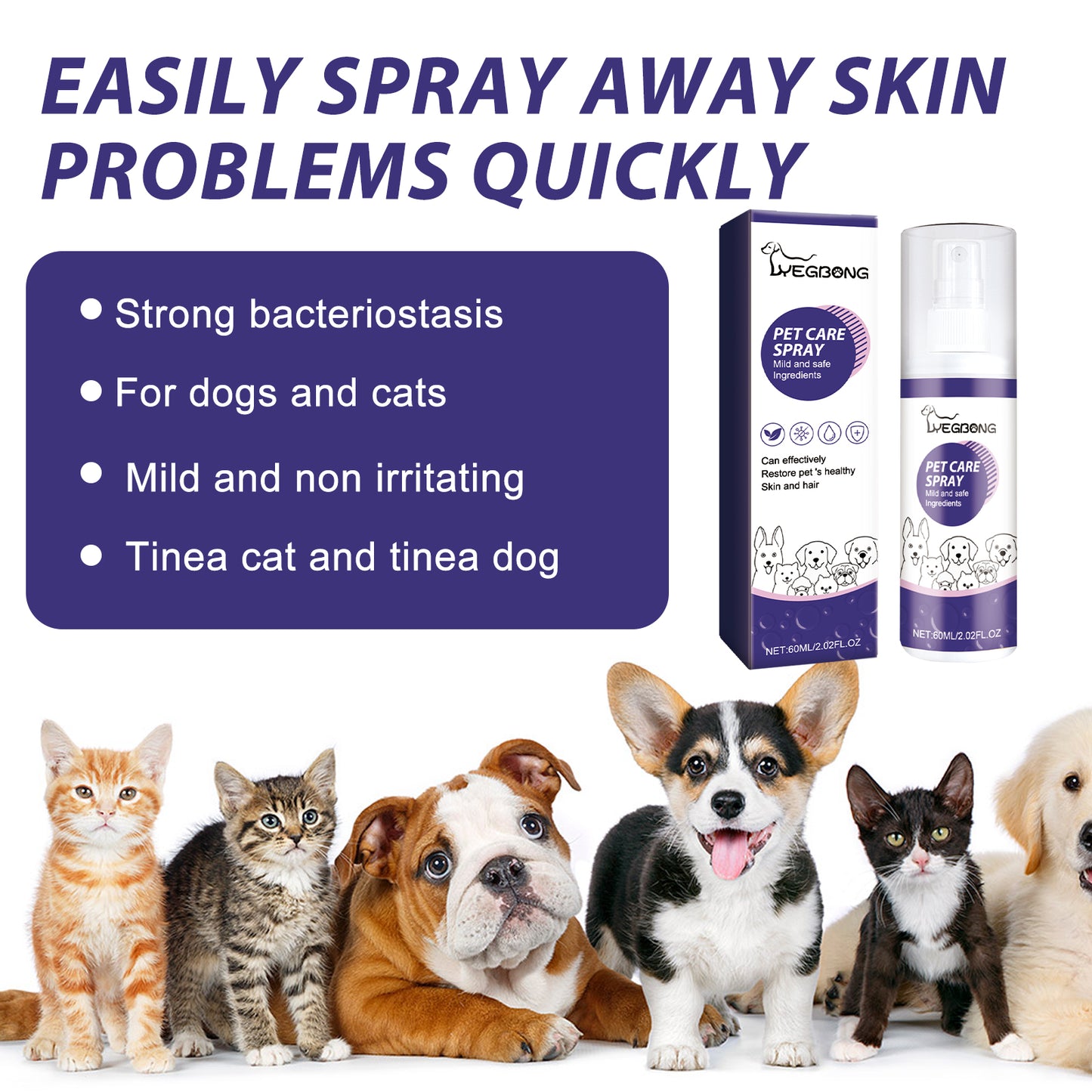 Yegbong Pet Care Spray, Pet Cat And Dog Skin Wound Care Skin Moss Itchy Repair Spray Pet Supplies Pet Eprolo https://www.cyberehub.com