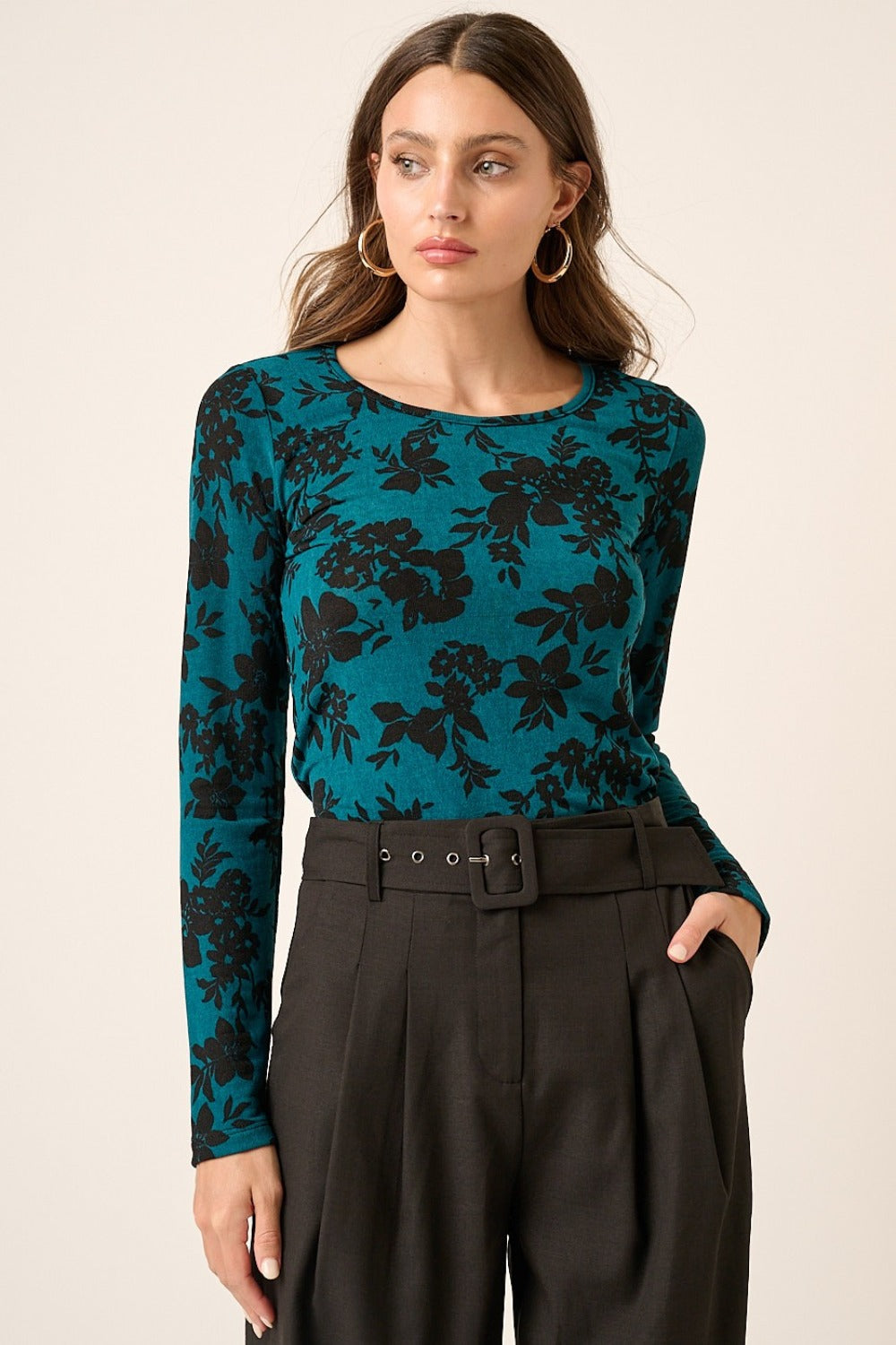 Mittoshop Flower Print Long Sleeve Knit Top Shirt Apparel Clothing Tops Mittoshop Ship from USA Shirts USA Women Trendsi https://www.cyberehub.com