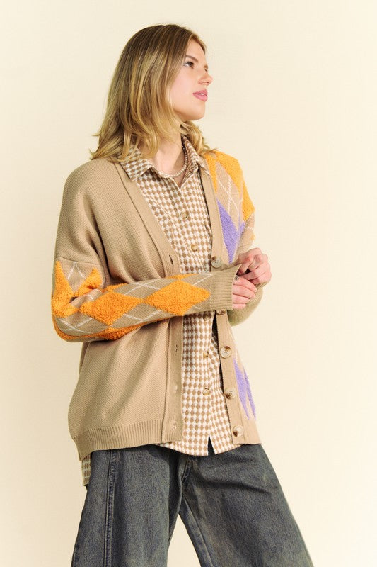 Davi & Dani Argyle V-Neck Dropped Shoulder Cardigan Tops/Jackets/Sweaters Clothing Tops Davi & Dani Ship from USA TikTok Trendsi USPS Walmart Trendsi https://www.cyberehub.com