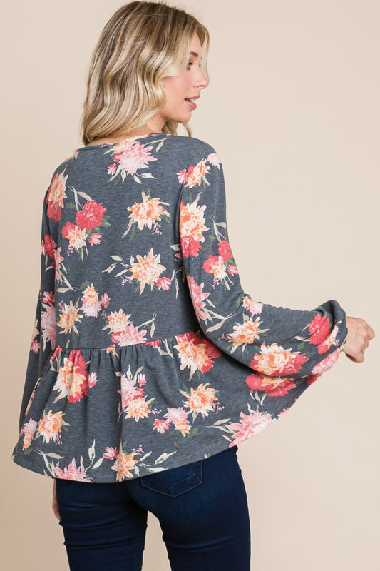 Super Lady Full Size Babydoll Floral Long Sleeve Blouse Apparel/Tops Ship from USA Super Lady TikTok Tops Trendsi USPS Walmart Walmart Apparel Trendsi https://www.cyberehub.com