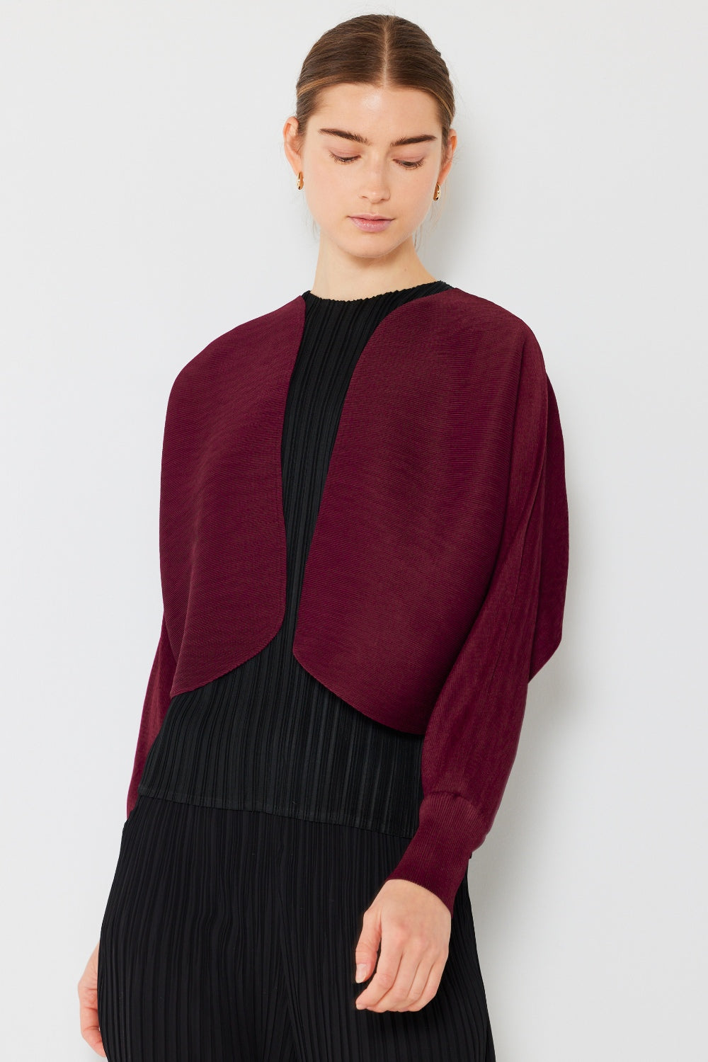 Marina West Swim Rib Pleated Puff Sleeve Bolero Cardigan Wine One Size Shirt Apparel Clothing Tops Marina West Swim Ship from USA Shirts USA Women Trendsi https://www.cyberehub.com