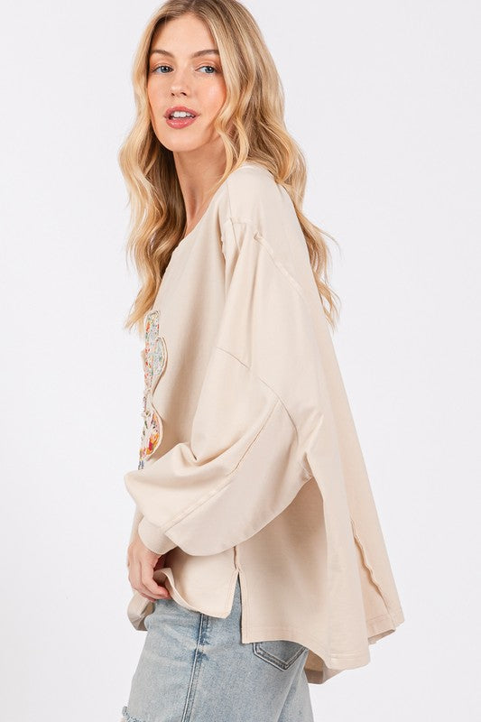 SAGE + FIG Flower Patch Dropped Shoulder Oversize Top Apparel Apparel SAGE+FIG Ship from USA TikTok Trendsi Trendsi https://www.cyberehub.com