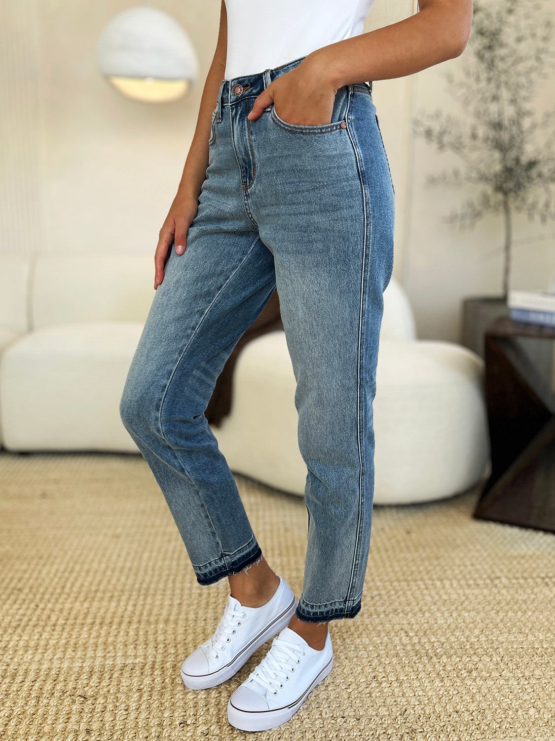 Judy Blue Full Size Mid Rise Rigid Magic Release Hem Jeans Bottoms Bottoms Clothing Judy Blue Ship from USA Women Trendsi https://www.cyberehub.com