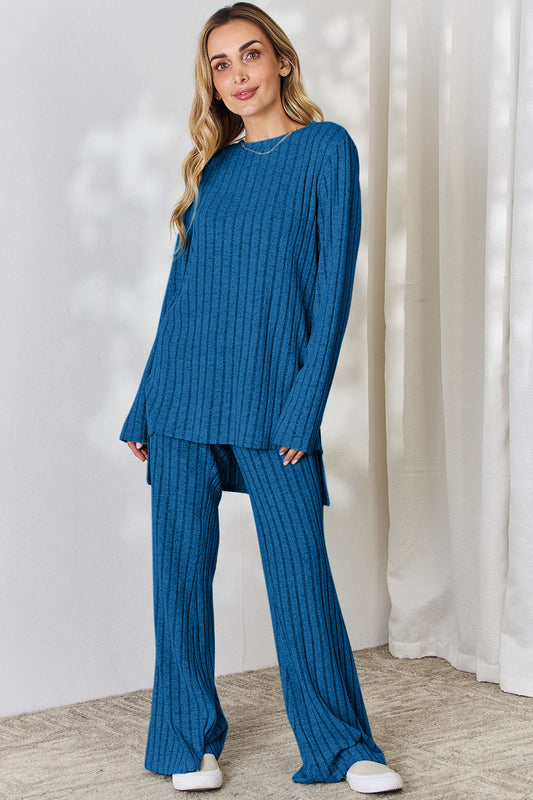 Basic Bae Full Size Ribbed High-Low Top and Wide Leg Pants Set Royal Blue Apparel/Tops Basic Bae Ship from USA TikTok Tops Trendsi USPS Walmart Walmart Apparel Trendsi https://www.cyberehub.com