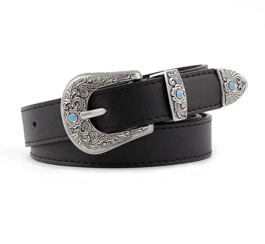 Women's belt with metal carving Black Belt Apparel Belt Trendsi https://www.cyberehub.com