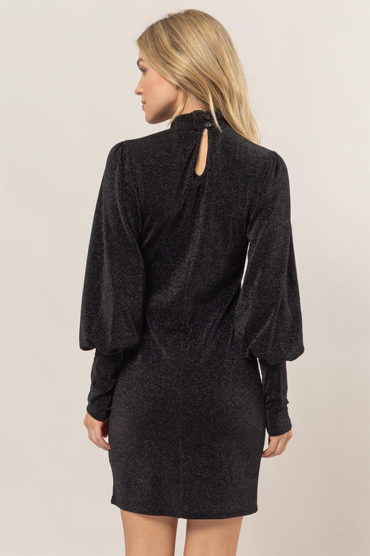 HYFVE Glitter Mock Neck Long Sleeve Mini Dress Apparel/Dress Dress HYFVE Ship from USA TikTok Trendsi USPS Walmart Walmart Apparel Trendsi https://www.cyberehub.com