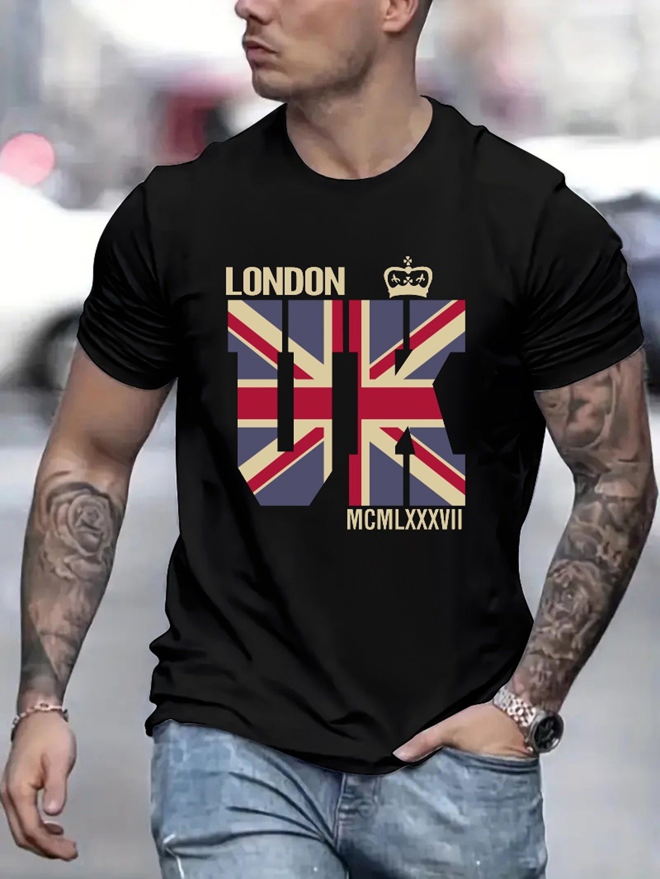 British Flag Printed T-shirt, Men's T-shirt, Summer Casual Short Sleeved T-shirt Apparel/Shirt/Graphic Shirt SNULLO https://www.cyberehub.com
