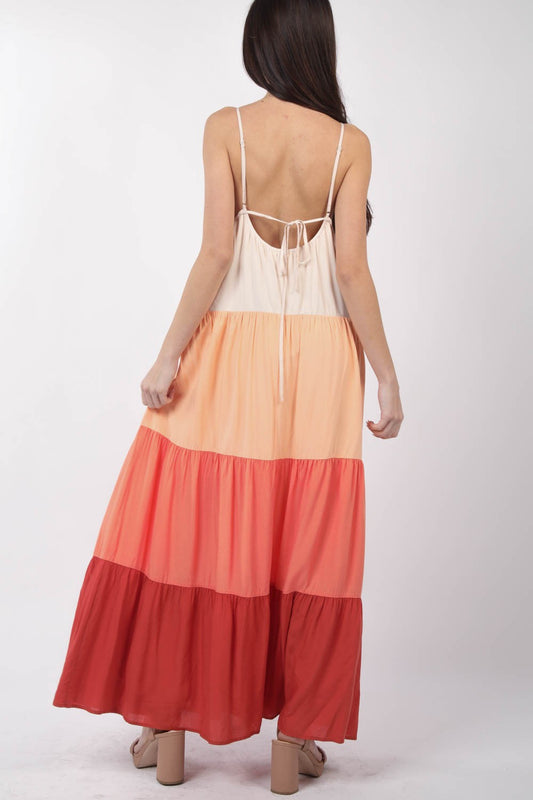 VERY J Color Block Tiered Maxi Cami Dress Apparel/Dress Dress Ship from USA TikTok Trendsi USPS VERY J Walmart Walmart Apparel Trendsi https://www.cyberehub.com