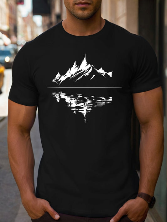 Landscape Printed Reflective T-shirt, Men's T-shirt, Summer Casual Short Sleeved T-shirt Apparel/Shirt/Graphic Shirt SNULLO https://www.cyberehub.com