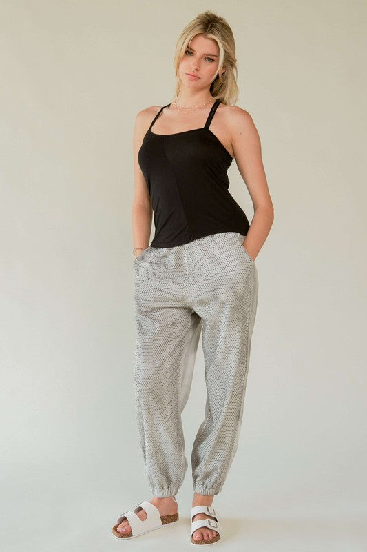 Davi & Dani Rhinestone Elastic Waist Joggers Apparel Apparel Davi & Dani Ship from USA TikTok Trendsi Trendsi https://www.cyberehub.com