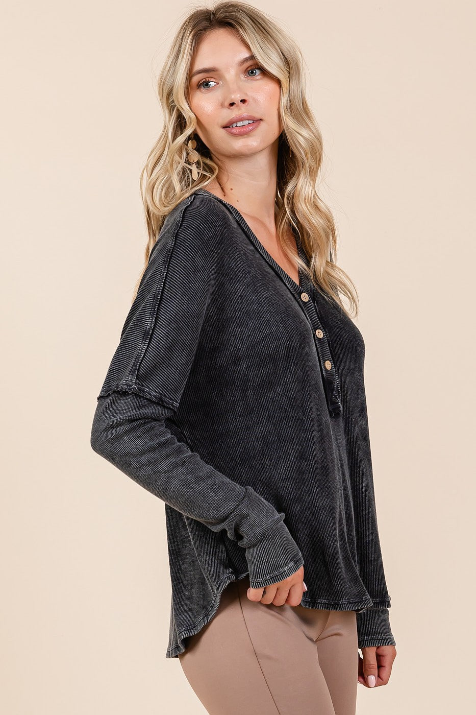 Mittoshop Washed V-Neck Long Sleeve Blouse Apparel/Tops Mittoshop Ship from USA TikTok Tops Trendsi USPS Walmart Walmart Apparel Trendsi https://www.cyberehub.com