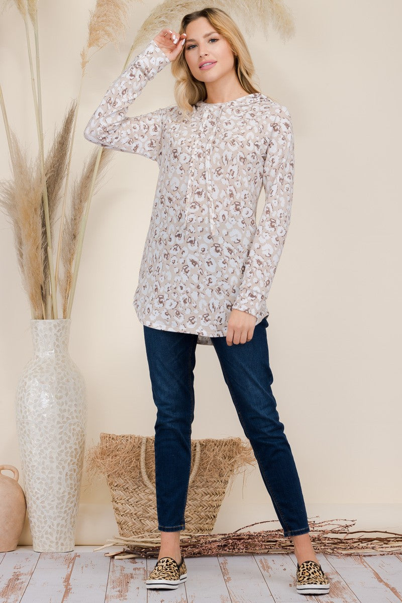 Celeste Full Size Drawstring Leopard Long Sleeve Hooded Blouse Apparel/Tops Celeste Ship from USA TikTok Tops Trendsi USPS Walmart Walmart Apparel Trendsi https://www.cyberehub.com
