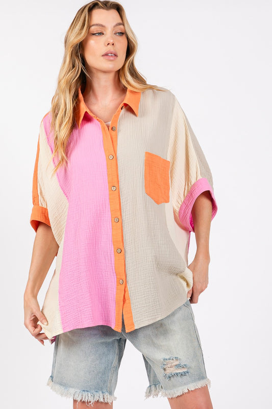 SAGE + FIG Full Size Color Block Button-Down Shirt Tops/Jackets/Sweaters Clothing Tops SAGE+FIG Ship from USA TikTok Trendsi USPS Walmart Trendsi https://www.cyberehub.com
