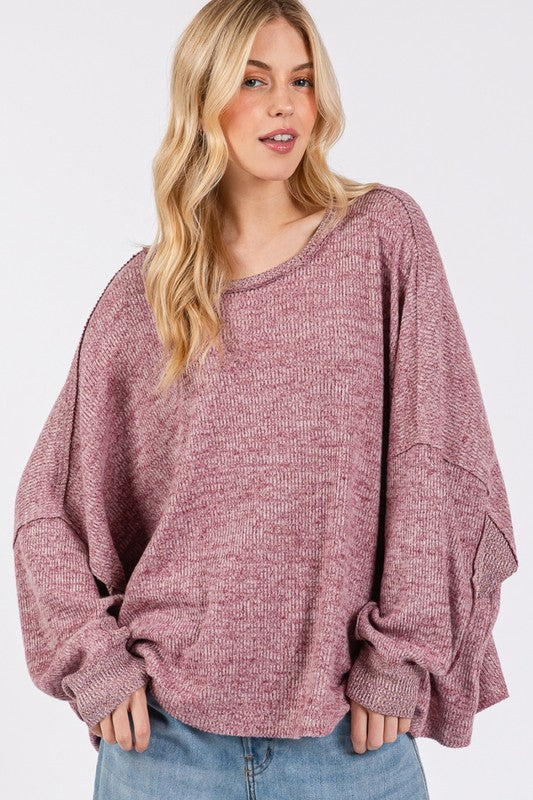 SAGE + FIG Round Neck Batwing Sleeve Oversize Top Apparel Apparel SAGE+FIG Ship from USA TikTok Trendsi Trendsi https://www.cyberehub.com